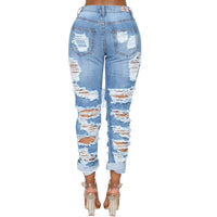 European And American Fashion Personality Ripped Denim Trousers