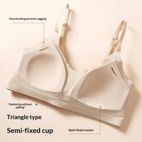 Ice-silk Jelly Seamless Push-up Bra With Semi-fixed Cups Thin And Breathable For Summer