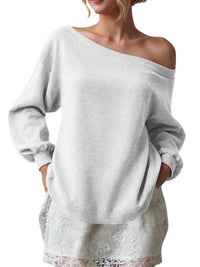 Women's Sweater Casual Solid Color Diagonal Collar