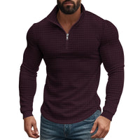 Half Zipper Small Plaid Casual Stand Collar Long Sleeve Sweater