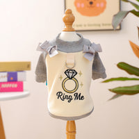 Cute Pet Small Dog Envelope Diamond Ring Crew Neck T-Shirt
