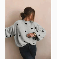 Heart Knitted Women's Leisure Pullover Sweater