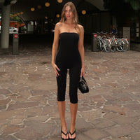 Women's Sleeveless Tube Top Long Jumpsuit