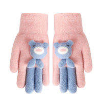 Five Finger Gloves Simple All-match Cartoon Cute Thickening Windproof