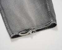High Street Washed Denim Hole With Cat Whisker Brushed Shorts