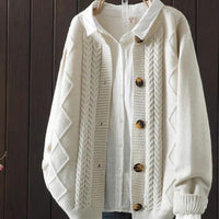 Knitted Cardigan Cable-Knit Sweater Coat For Women