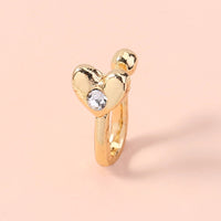 Personality Wind Love Piercing Heart-shaped False Nose Ring With Diamonds