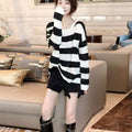 Lightweight Figure-flattering Striped Sweater For Plus-size Women This Summer