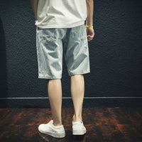 Ripped Denim Outer Wear Fifth Pants