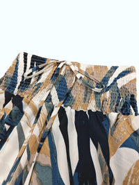 Irregular Abstract Print Skirt With A Casual, Fitted Waist And Tie-up Design Perfect For A Laid-back Vacation Look