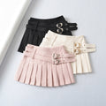 College Style Age-reducing Double Waist Heart Buckle Skirt