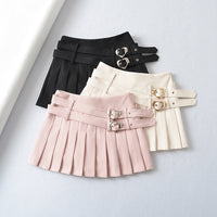 College Style Age-reducing Double Waist Heart Buckle Skirt