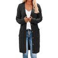 Knitted Long Cable-Knit Sweater Womens Loose Cardigan Coat