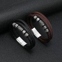 Multi-layer Leather Braided Magnetic Clasp Bracelet