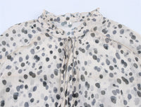 Women's Stylish Graceful Simple Long Sleeve Lace-up Polka Dots Shirt