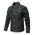 Men's Lapel Leather Jacket Chest Button Pocket Casual Slim Fit