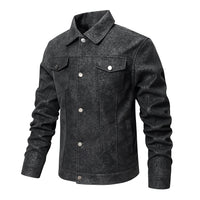 Men's Lapel Leather Jacket Chest Button Pocket Casual Slim Fit