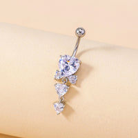 Personality Retro Micro-inlaid Bow Heart-shaped Belly Button Nails