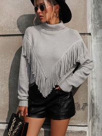 Loose-fitting Tassel Turtleneck Sweater