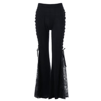 Womens Flared Pants With Lace Trim