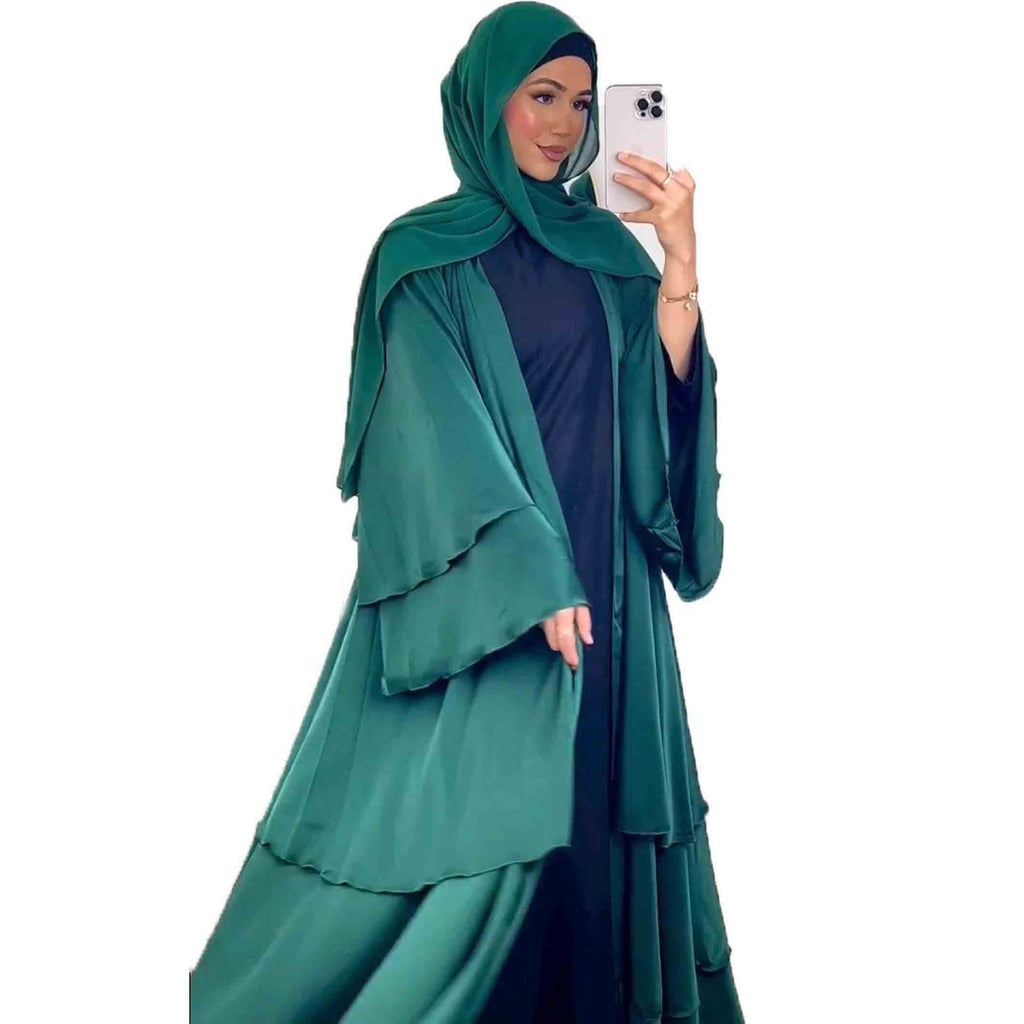 Muslim Fashion Solid Color Robe Abaya Outer Wear Cardigan