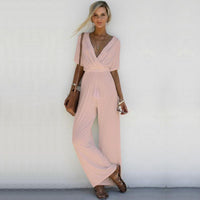 Ladies Casual Slim Wide Leg Tie Waist Jumpsuit