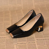 Women's French-style Snake-pattern Chunky-heel Versatile Soft-soled Leather Shoes