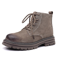 High-top Leather Shoes Leather Zipper Short Boots
