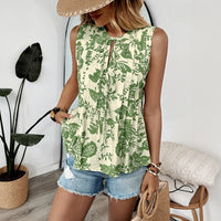 Temperament Top Pleated Tie Women's Sleeveless Shirt