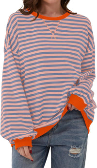 Women's Loose-fitting Casual Striped Hoodie