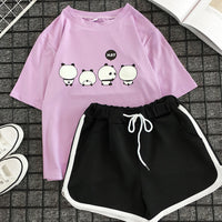 Summer Cute Short Sleeve Shorts Suit Home Wear