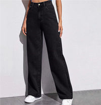 Washed Fashion Straight Jeans Women's Mid Waist