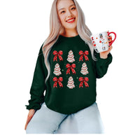 Printed Round Neck Long Sleeve Pullover Loose Sweater Women