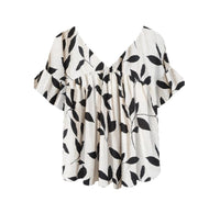 Womens Crew-neck Short-sleeve Floral-print Top