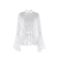 Sexy Lace Ruffle-sleeve Flowy-neckline Blouse