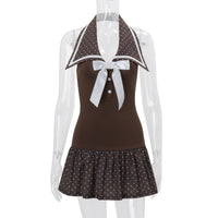 French-style Sweet Polka-Dot Halter Dress For Women