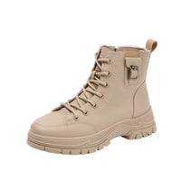 Women's Soft Leather High-top Shoes Thick-soled British Style Booties