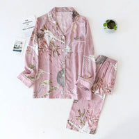 Rayon V-neck Pajamas Women Ladies Home Wear Long Sleeve Pajamas Women Suit Wholesale Rayon Silk