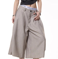 American Retro Design Cropped Straight-leg Casual Pants
