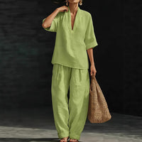 Women's Casual Simple Linen Two-Piece Set