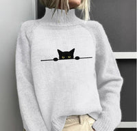 Womens Color-Block Printed AutumnWinter High-Neck Long-Sleeve Top For Independent Stores