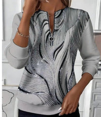 Women's Loose And Casual Printed Long-sleeved Top