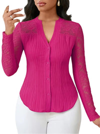 Hollow-out Long-sleeve V-neck Cardigan
