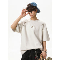 Structured Spliced Textured Short-Sleeve T-Shirt For Men