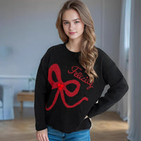 Autumn New Contrast Color Women's Sweater Round Neck