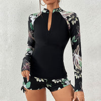 New Plus Size Printed Sunscreen Long Sleeve Surfing Suit