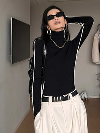 Women's Contrast Color Turtleneck Sweater Inner Bottoming Sweater