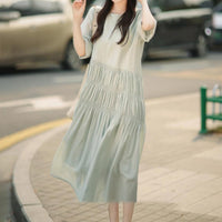 Round-neck Cake Skirt New Acetate Mid-length