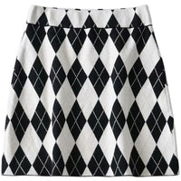 Autumn New Retro Diamond Plaid Color Matching Plaid Knitted Skirt Base