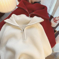 Loose Slim Lapel Lazy Sweater Top For Women